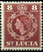Saint Lucia 1953 - set Queen Elisabeth II and coat of arms: 8 c