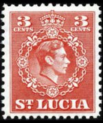 Saint Lucia 1949 - set King George VI and coat of arms: 3 c