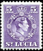 Saint Lucia 1949 - set King George VI and coat of arms: 5 c