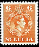 Saint Lucia 1949 - set King George VI and coat of arms: 6 c