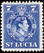 Saint Lucia 1949 - set King George VI and coat of arms: 7 c