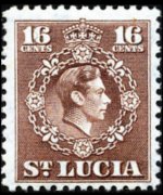 Saint Lucia 1949 - set King George VI and coat of arms: 16 c