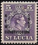 Saint Lucia 1949 - set King George VI and coat of arms: 5 c