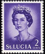 Saint Lucia 1964 - set Queen Elisabeth II and landscapes: 2 c