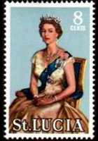 Saint Lucia 1964 - set Queen Elisabeth II and landscapes: 8 c