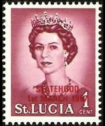 Saint Lucia 1967 - set Queen Elisabeth II and landscapes - overprinted: 1 c