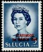 Saint Lucia 1967 - set Queen Elisabeth II and landscapes - overprinted: 5 c