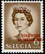 Saint Lucia 1967 - set Queen Elisabeth II and landscapes - overprinted: 6 c