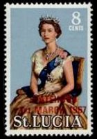Saint Lucia 1967 - set Queen Elisabeth II and landscapes - overprinted: 8 c