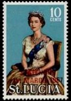Saint Lucia 1967 - set Queen Elisabeth II and landscapes - overprinted: 10 c