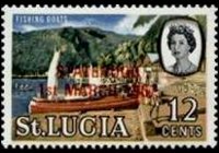 Saint Lucia 1967 - set Queen Elisabeth II and landscapes - overprinted: 12 c