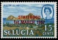 Saint Lucia 1967 - set Queen Elisabeth II and landscapes - overprinted: 15 c