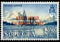 Saint Lucia 1967 - set Queen Elisabeth II and landscapes - overprinted: 35 c