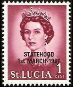 Saint Lucia 1967 - set Queen Elisabeth II and landscapes - overprinted: 1 c