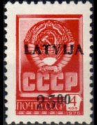 Latvia 1991 - set Russian stamps overprinted: 25 r su 4 k