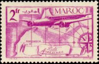 Marocco 1939 - serie Aereo e cicogna: 2 fr