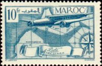 Marocco 1939 - serie Aereo e cicogna: 10 fr