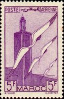 Marocco 1939 - serie Aereo e cicogna: 5 fr