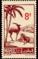Marocco 1945 - serie Paesaggi e monumenti: 8 fr su 20 fr