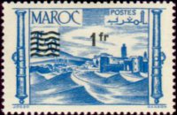 Marocco 1947 - serie Vedute cittadine: 1 fr su 1,50 fr