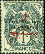 Marocco 1914 - serie Allegorie - soprastampati: 1 c su 1 c