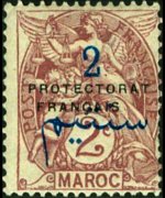 Marocco 1914 - serie Allegorie - soprastampati: 2 c su 2 c