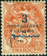 Marocco 1914 - serie Allegorie - soprastampati: 3 c su 3 c