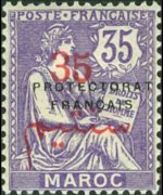Morocco 1914 - set Allegories - overprinted: 35 c su 35 c