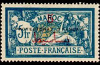 Morocco 1914 - set Allegories - overprinted: 5 ptas su 5 fr