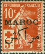 Marocco 1914 - serie Allegorie - soprastampati pro Croce Rossa: 10 c + 5 c
