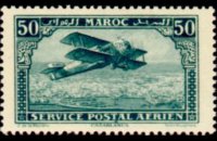 Morocco 1922 - set Biplane over Casablanca: 50 c