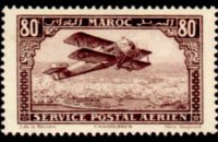Morocco 1922 - set Biplane over Casablanca: 80 c
