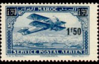 Morocco 1922 - set Biplane over Casablanca: 1,50 fr su 1,90 fr