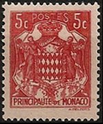 Monaco 1937 - serie Stemma dei Grimaldi: 5 c