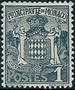 Monaco 1924 - set Grimaldi Family coat of arms: 1 c