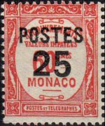 Monaco 1937 - set Postage due stamps overprinted: 25 c su 60 c