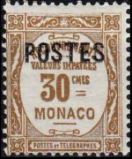 Monaco 1937 - set Postage due stamps overprinted: 30 c