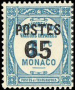 Monaco 1937 - set Postage due stamps overprinted: 65 c su 1 fr