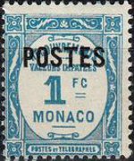 Monaco 1937 - set Postage due stamps overprinted: 1 fr