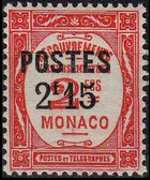 Monaco 1937 - set Postage due stamps overprinted: 2,15 fr su 2 fr