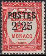 Monaco 1937 - set Postage due stamps overprinted: 2,25 fr su 2 fr