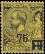 Monaco 1891 - set Prince Albert I: 75 c su 1 fr