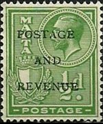 Malta 1928 - set King George V and various subjects - overprinted: ½ p