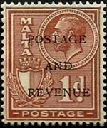 Malta 1928 - set King George V and various subjects - overprinted: 1 p