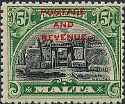 Malta 1928 - set King George V and various subjects - overprinted: 5 sh