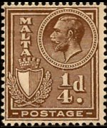 Malta 1926 - serie Re Giorgio V e soggetti vari: ¼ p
