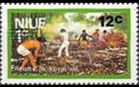 Niue 1977 - serie Attività locali e welfare - soprastampati: 12 c su 1 c