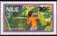 Niue 1977 - serie Attività locali e welfare - soprastampati: 30 c su 3 c