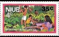 Niue 1977 - serie Attività locali e welfare - soprastampati: 35 c su 4 c