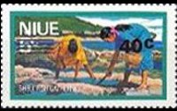 Niue 1977 - serie Attività locali e welfare - soprastampati: 40 c su 5 c